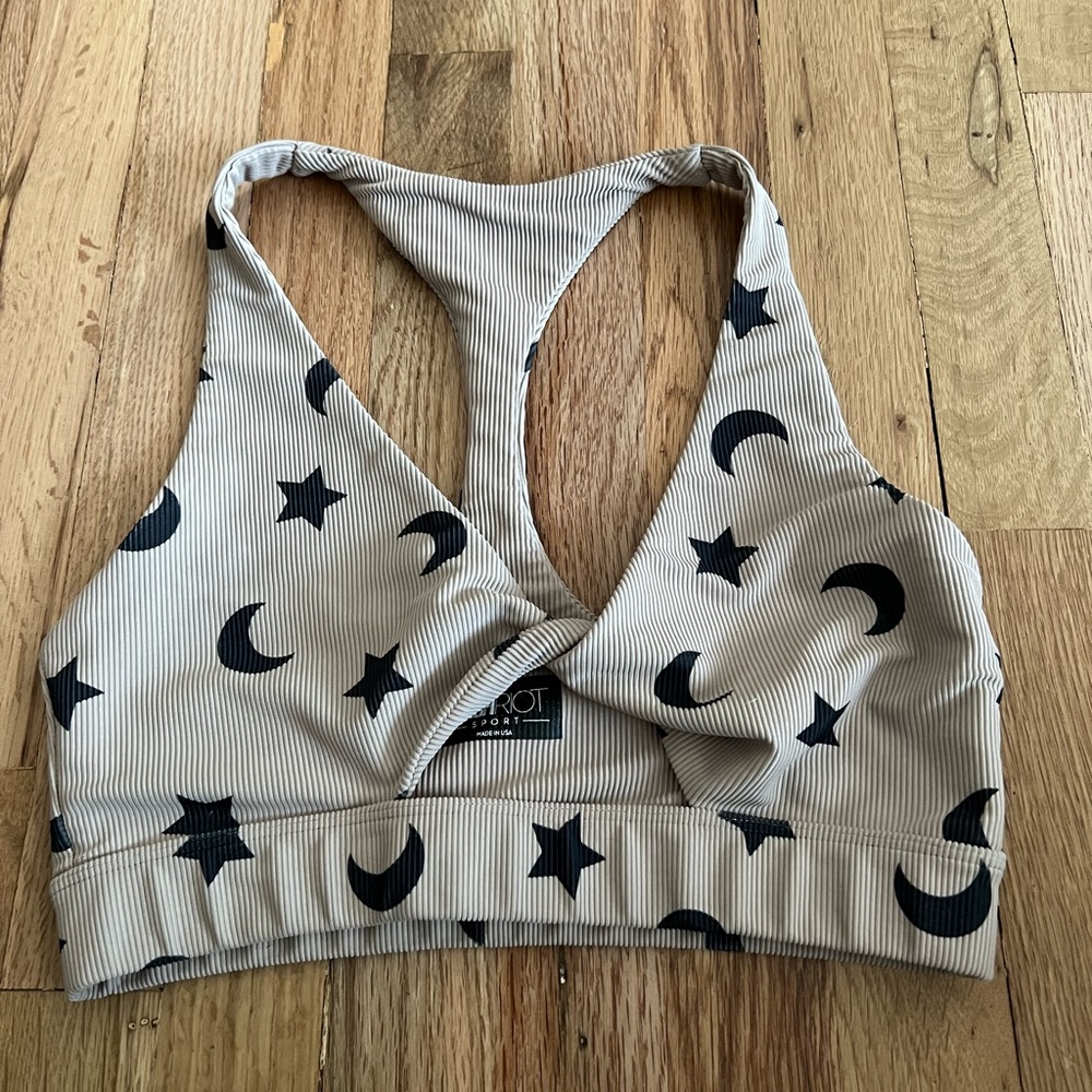 Beach Riot Moon and Stars Twist Sports Bra | M
